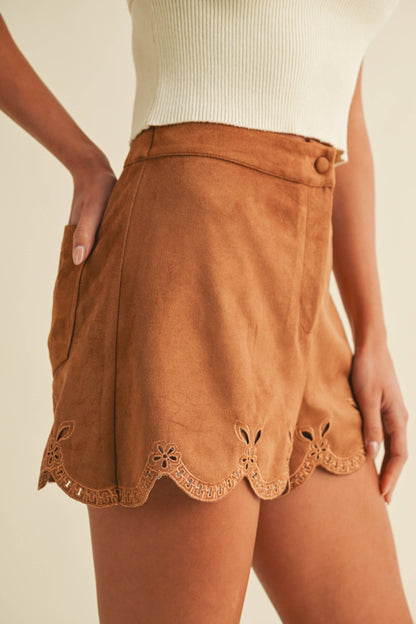 Suede Eyelet Shorts