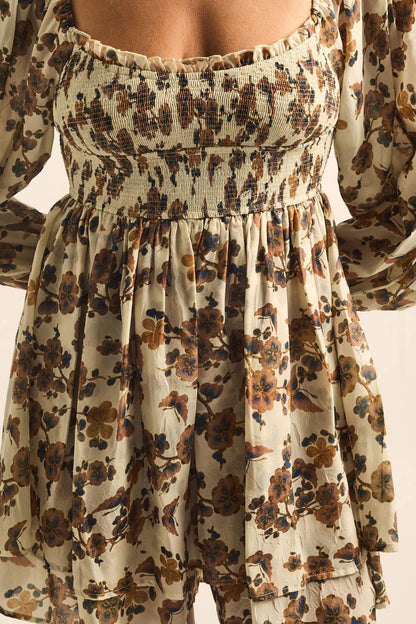 Floral Smocked Tiered Romper