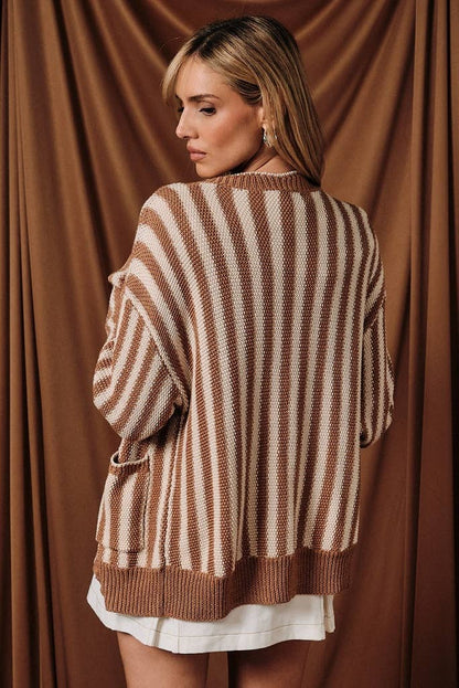 Feeling Fall Vertical Striped Cardigan