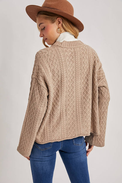 Latte Cable Knit Cardigan