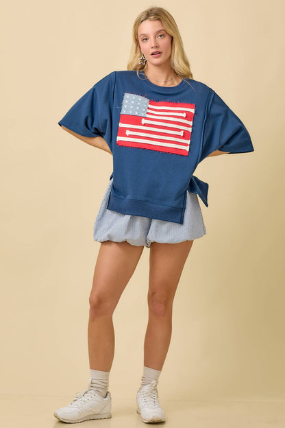 American Flag Patchwork Top