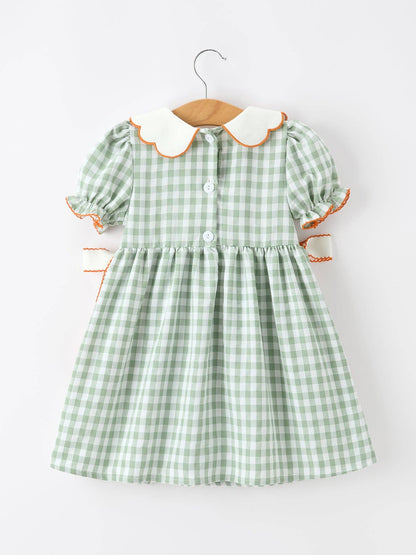 Pumpkin Plaid Smocked Dress