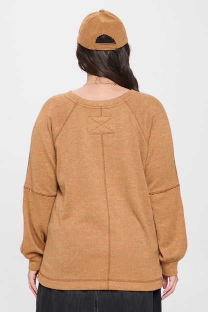 Raglan Knit Top PLUS : Caramel