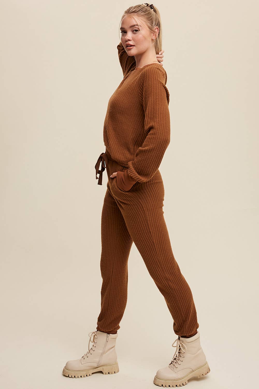 Coffee Time Waffle Knit Lounge Pant Set
