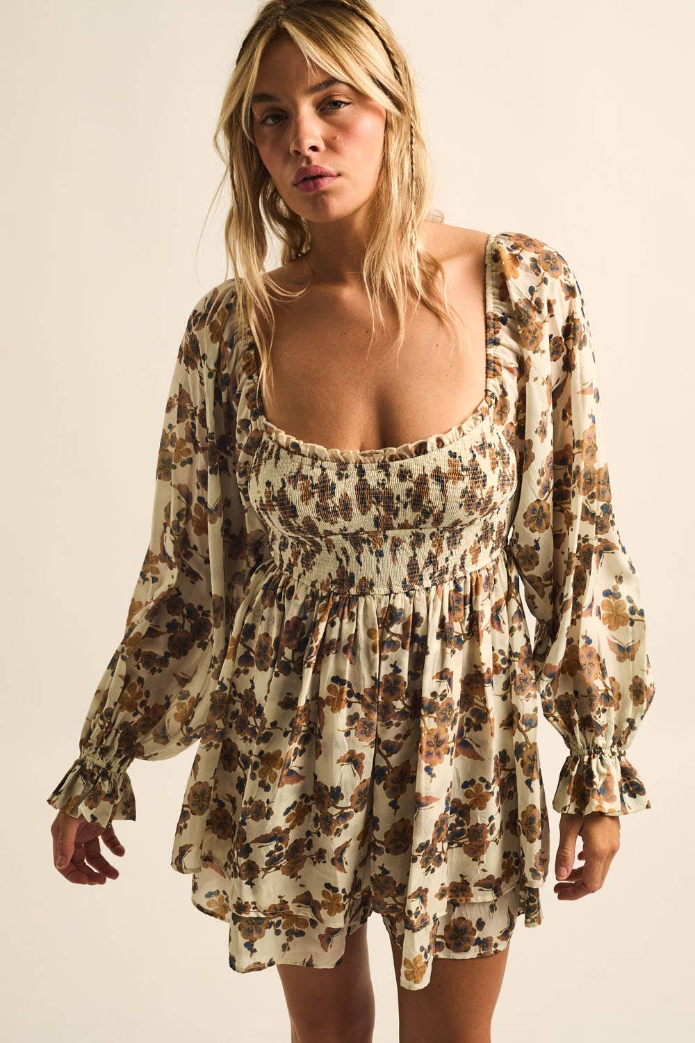 Floral Smocked Tiered Romper
