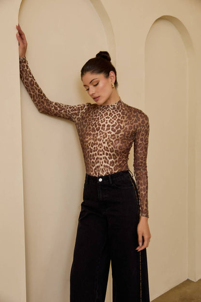 Leopard Mesh Top