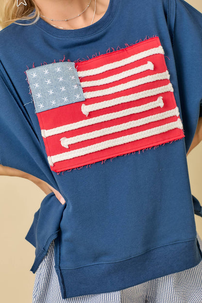 American Flag Patchwork Top
