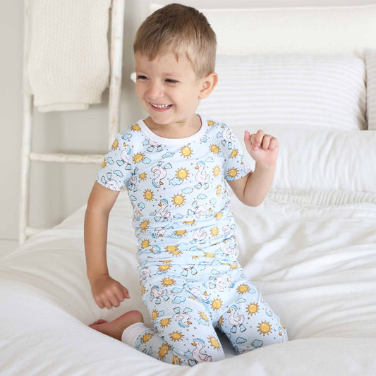 Silly Goose Two Piece Pajama Set | Blue