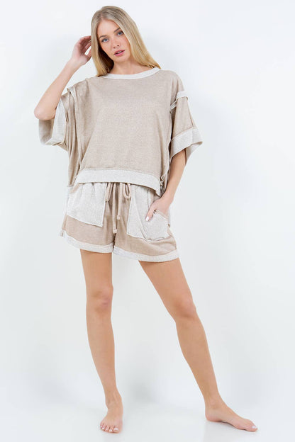 Terry Contrast Pocket Shorts