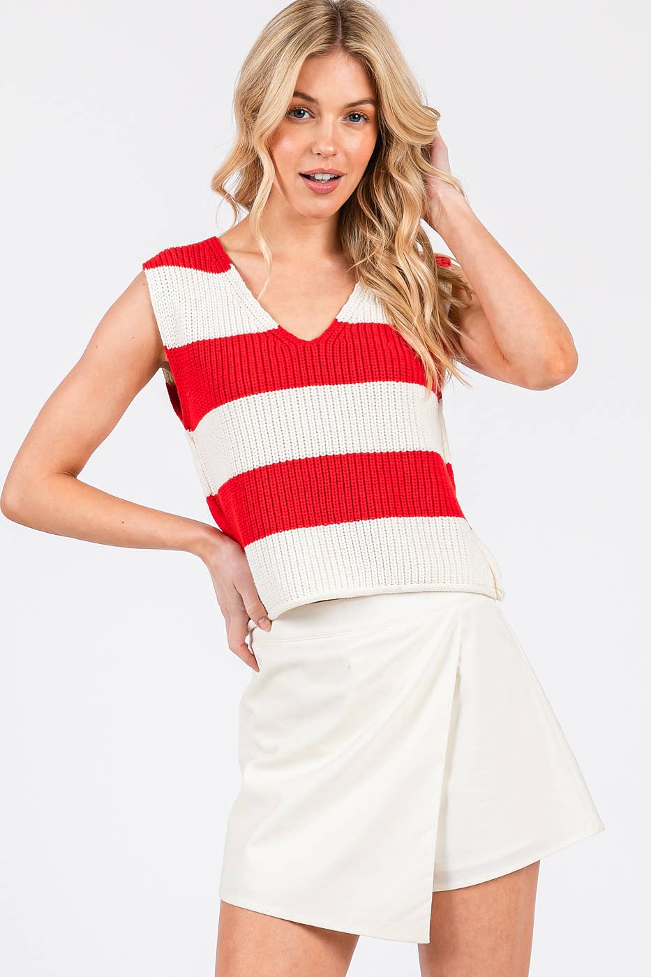 Go Team Striped Sweater Tank