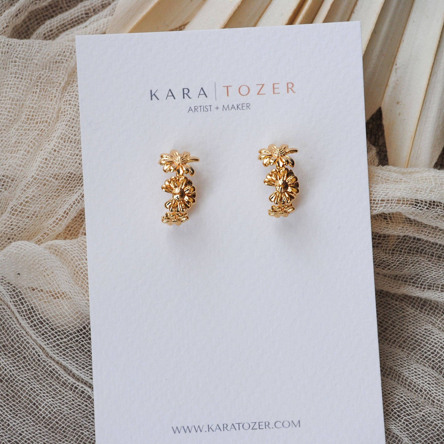 Gold Floral Hoop Earrings