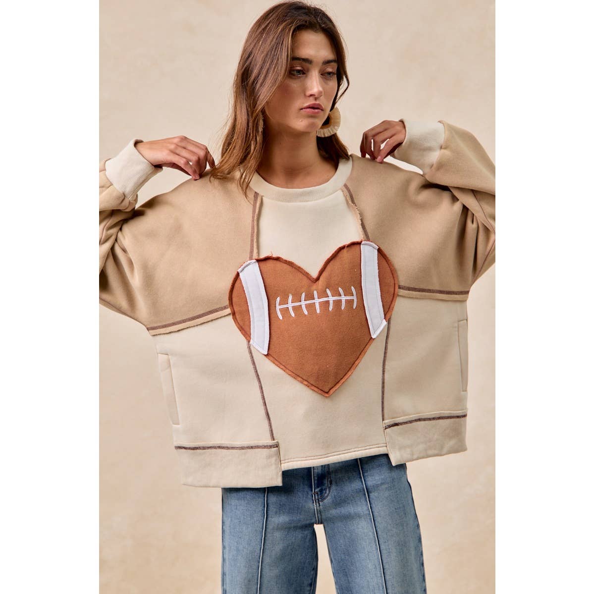 Heart Football Fleece Sweatshirt