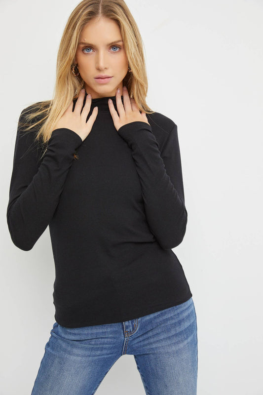 Turtle Neck Knit Top | Black