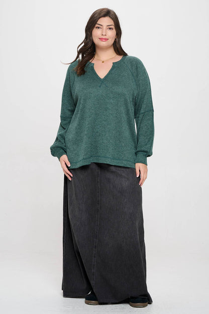 Raglan Knit Top PLUS : Hunter Green