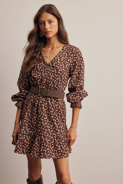 Floral Corduroy Mini Dress