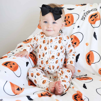 Trick or Treat Bamboo Waffle Zip Romper