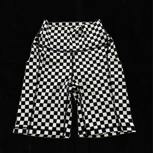 Black Checkered Biker Shorts