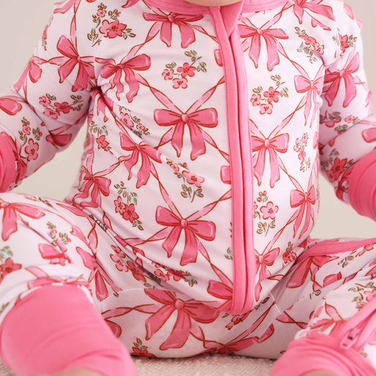 Bow Besties Bamboo Zip Romper