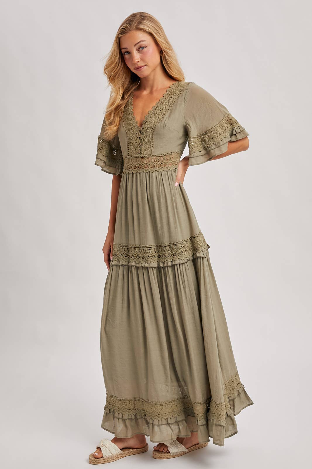 Olive Dreams Lace Maxi