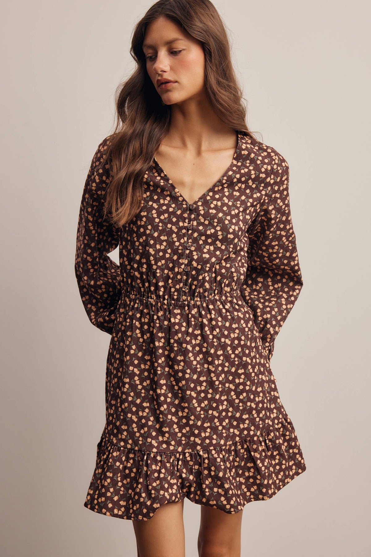 Floral Corduroy Mini Dress
