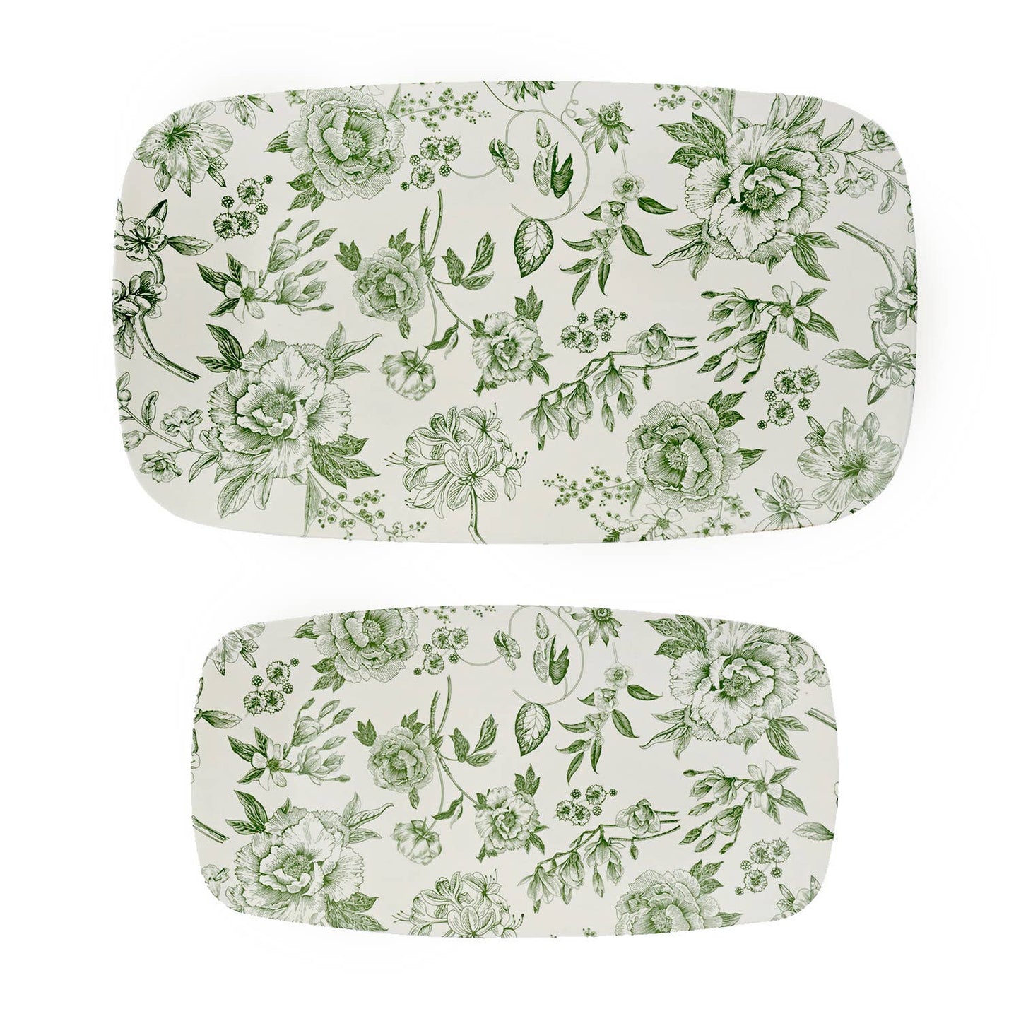 Floral Melamine Serving Trays - Set of 2