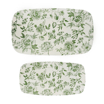 Floral Melamine Serving Trays - Set of 2