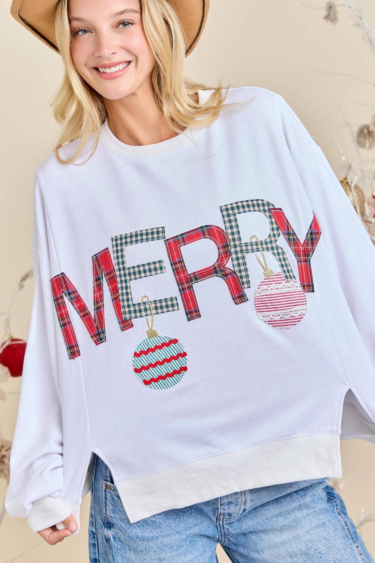 Merry Patchwork Oversized Top