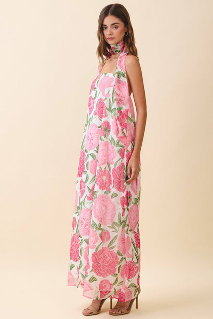 Strapless Floral Print Maxi