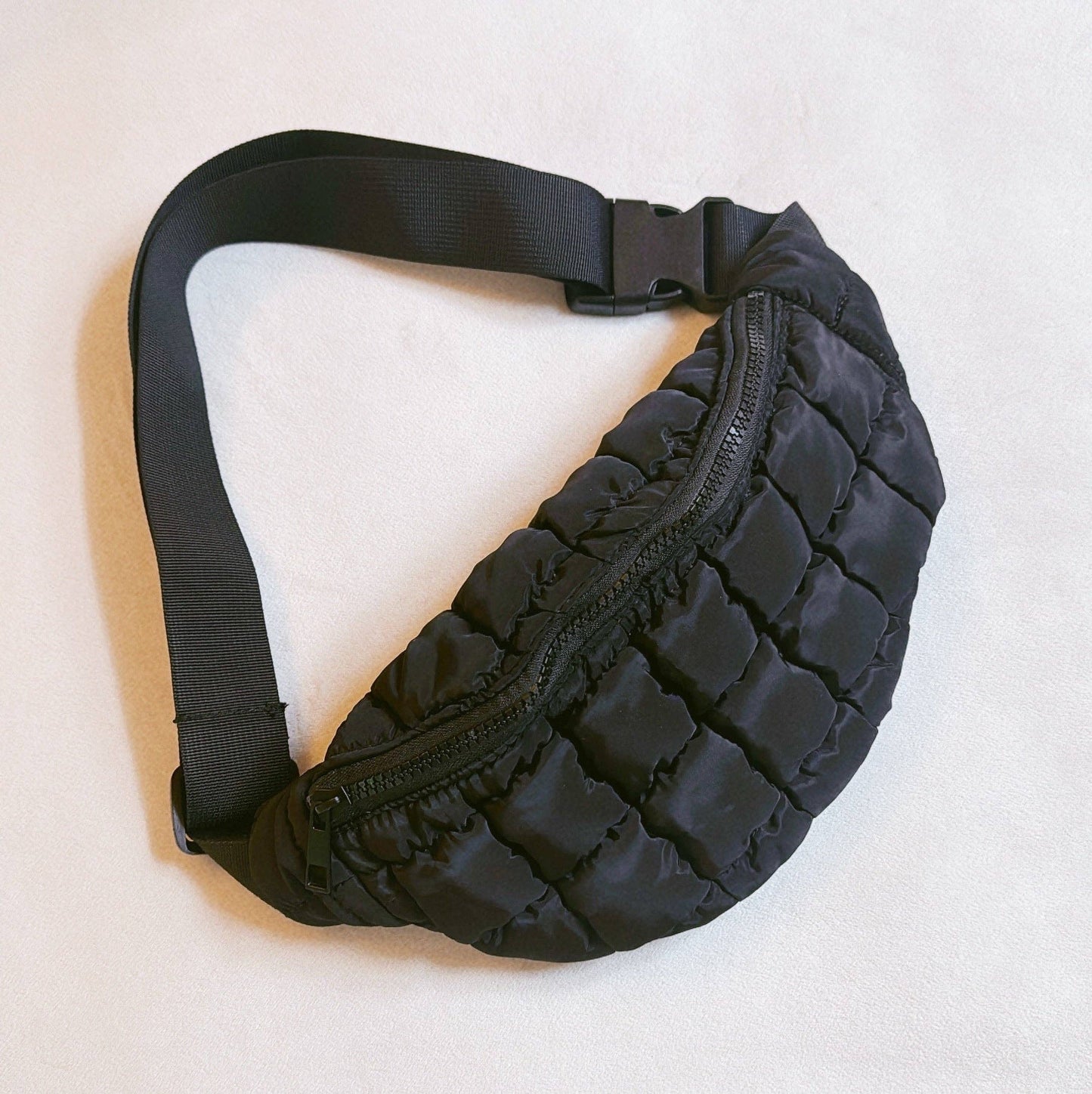 Perfect Puffy Banana Shape Sling Bag: Black