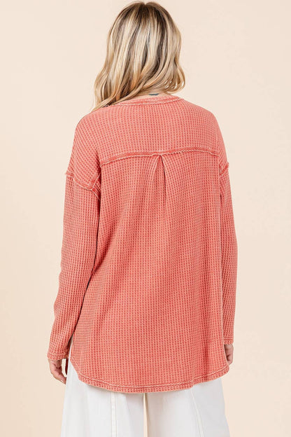 Oh So Cozy Waffle Knit V Neck