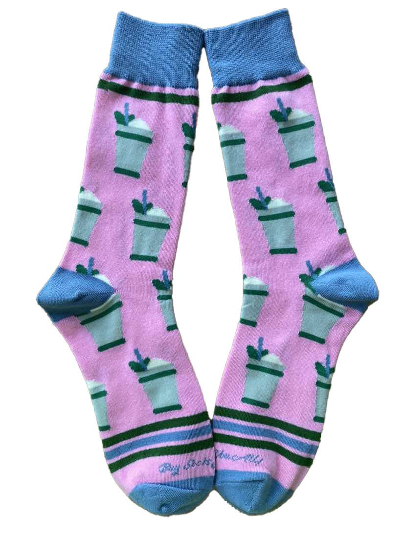 Mint Julep Cups in Pink Men's Socks