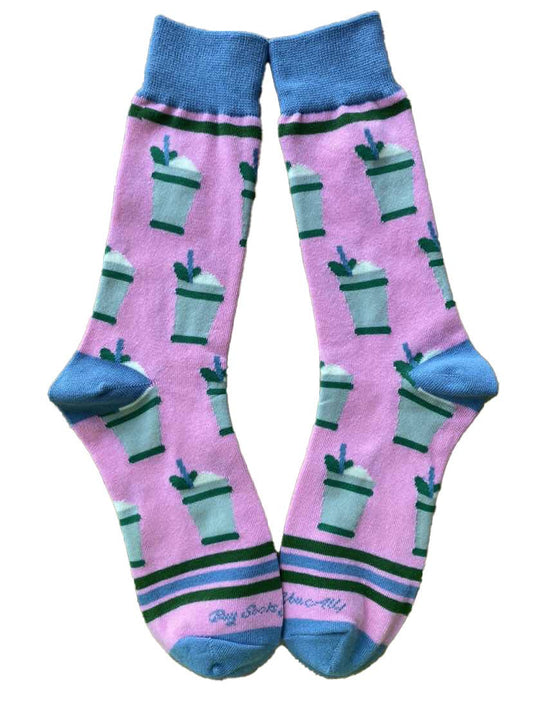 Mint Julep Cups in Pink Men's Socks