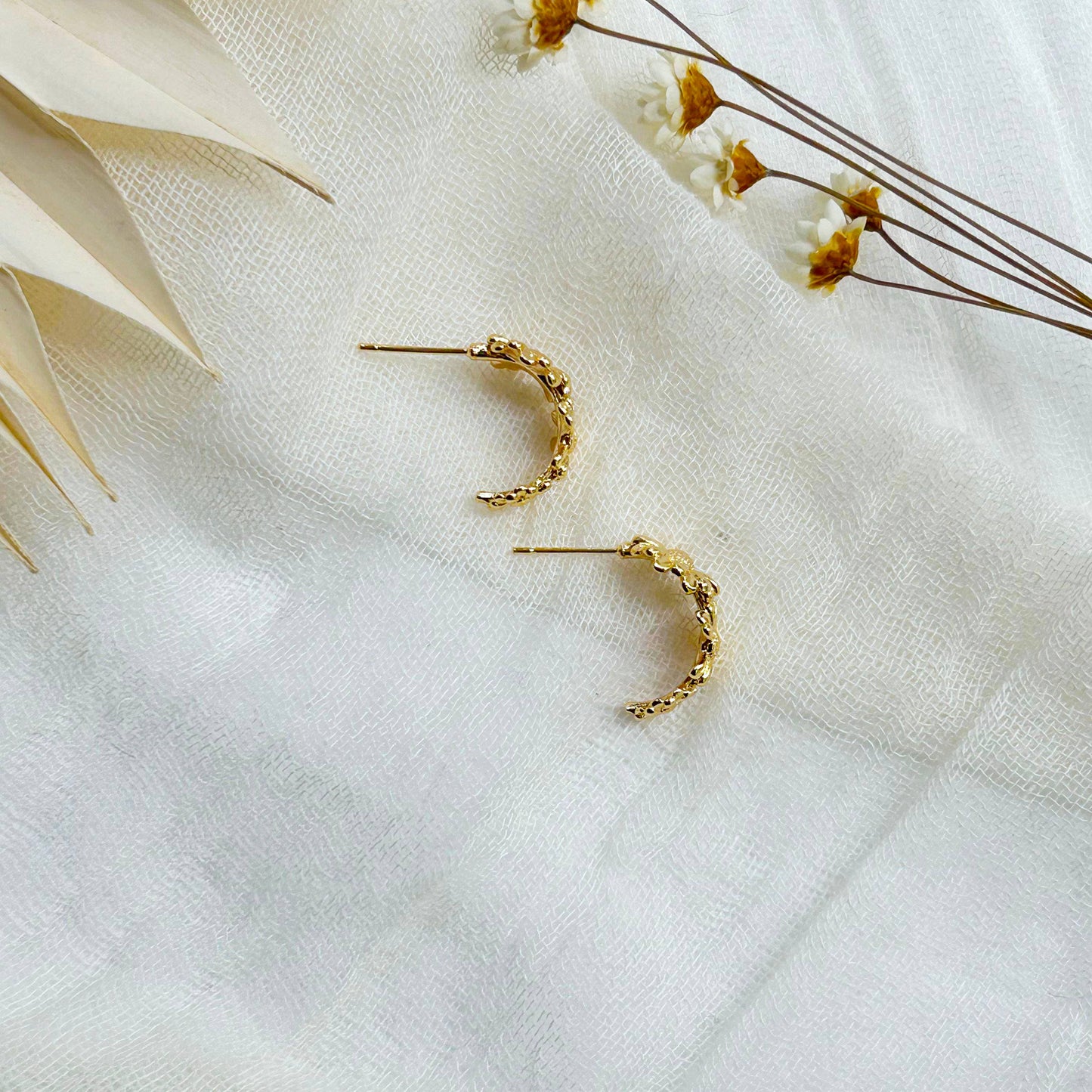 Gold Floral Hoop Earrings