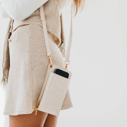 Woven Double Duty Phone Bag : Woven Cream