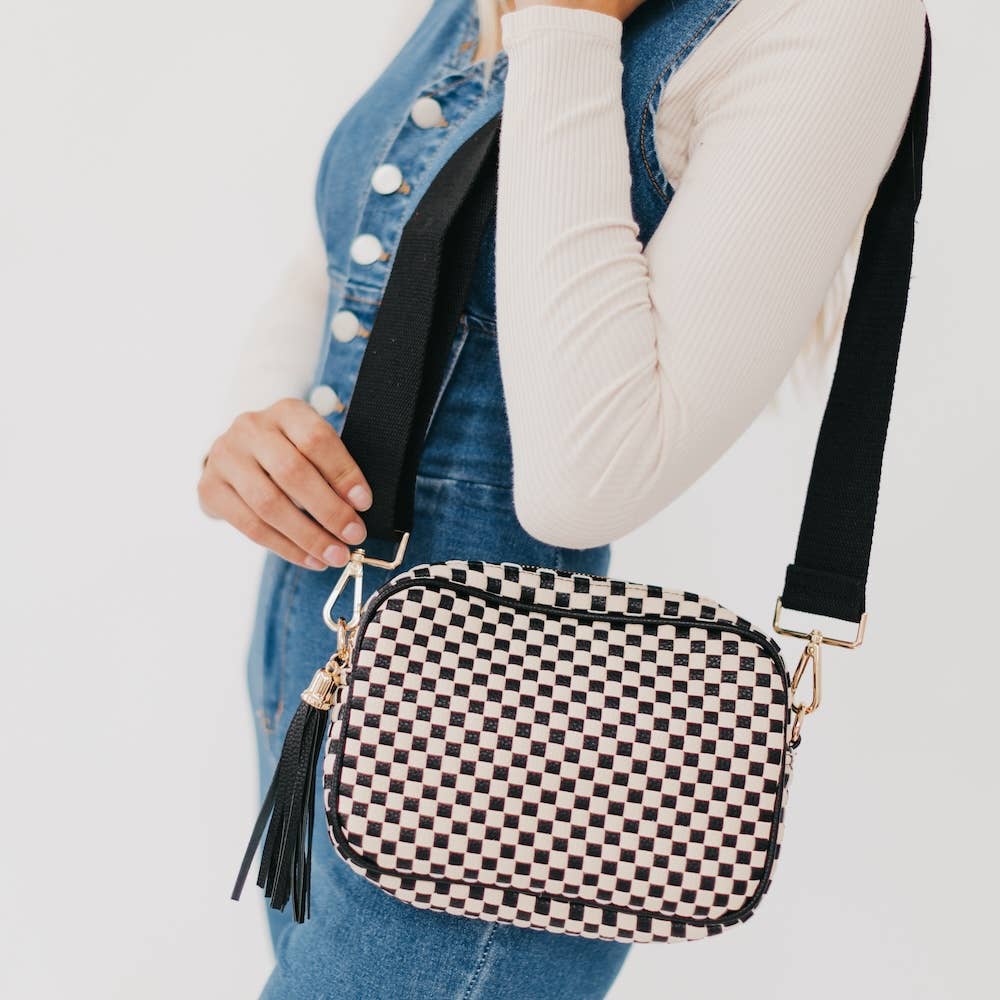 Willow Crossbody Bag: Black Checkered