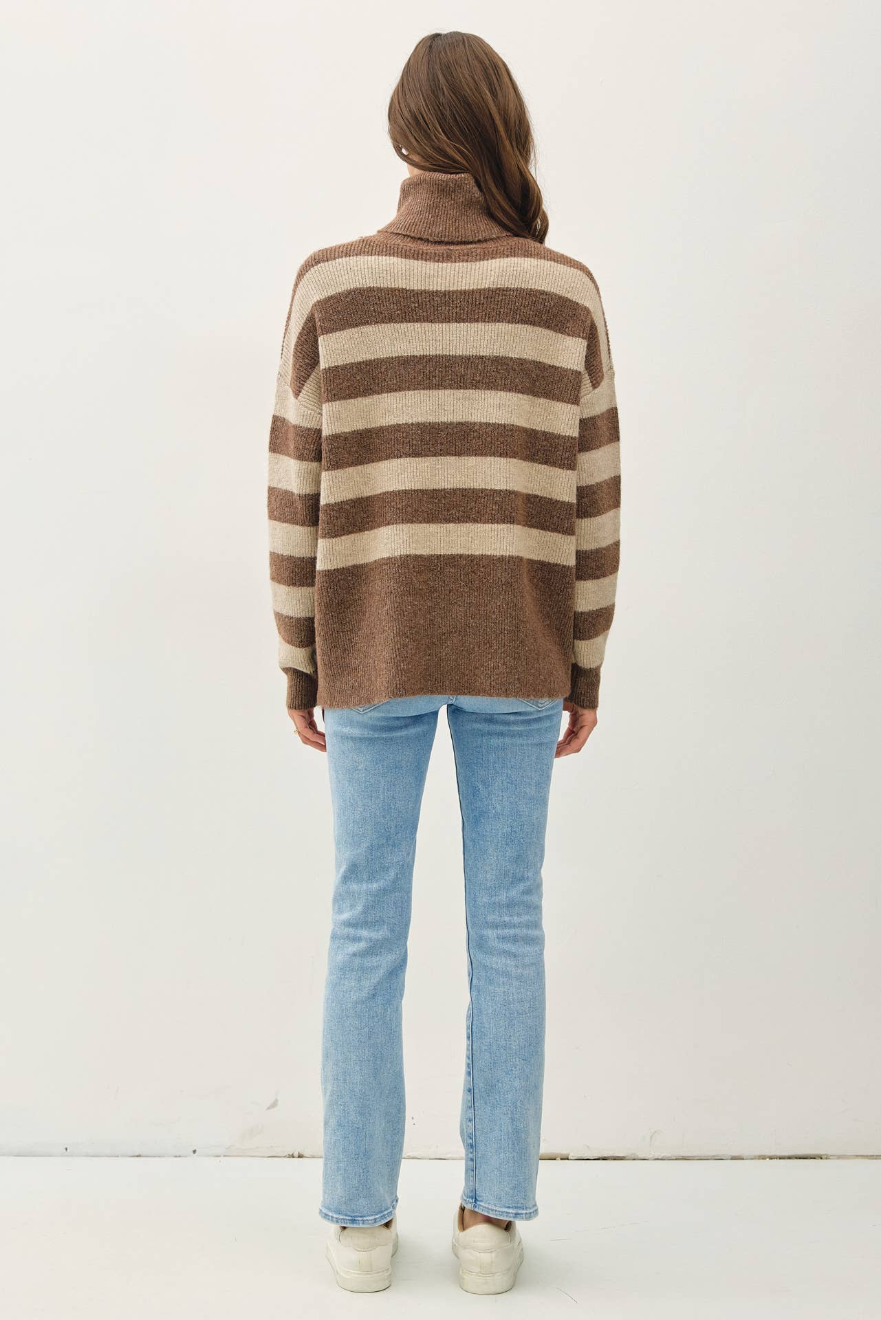 Wide Stripe Turtleneck : Cocoa