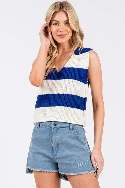 Go Team Striped Sweater Tank