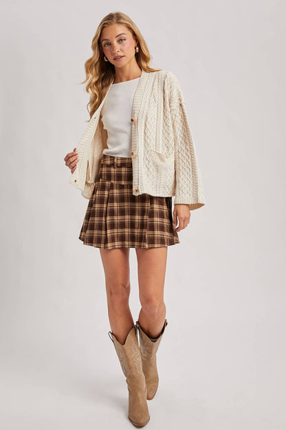 Latte Cable Knit Cardigan