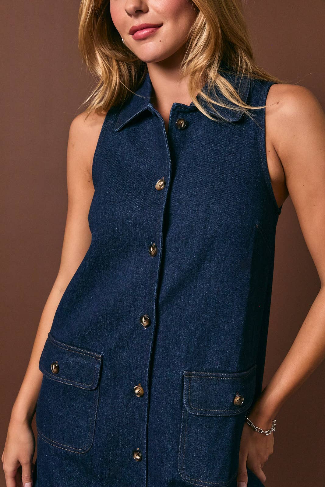 Collared Dark Denim Dress