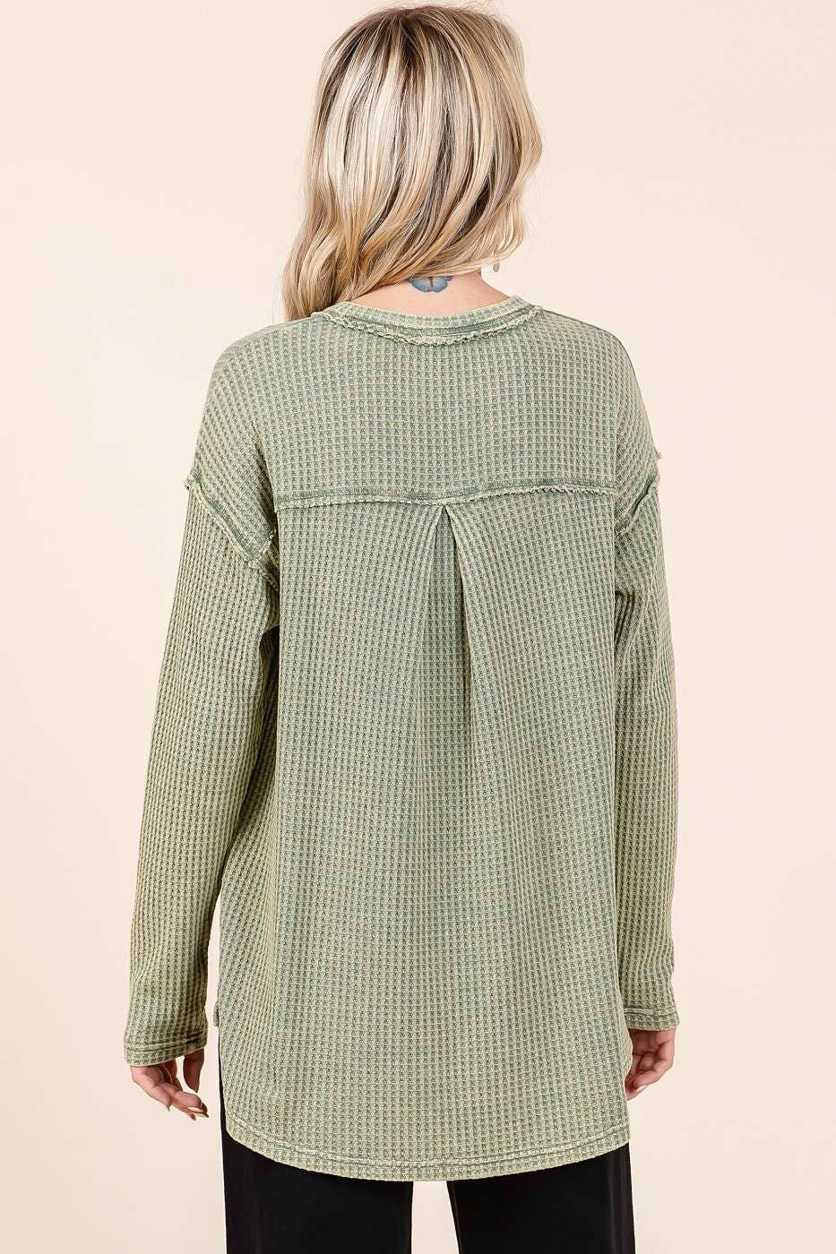 Oh So Cozy Waffle Knit V Neck