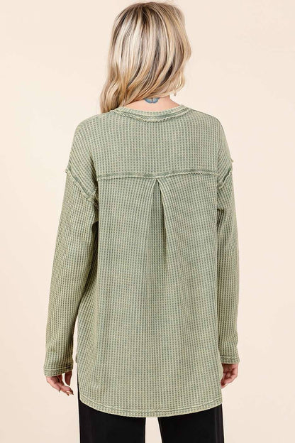 Oh So Cozy Waffle Knit V Neck