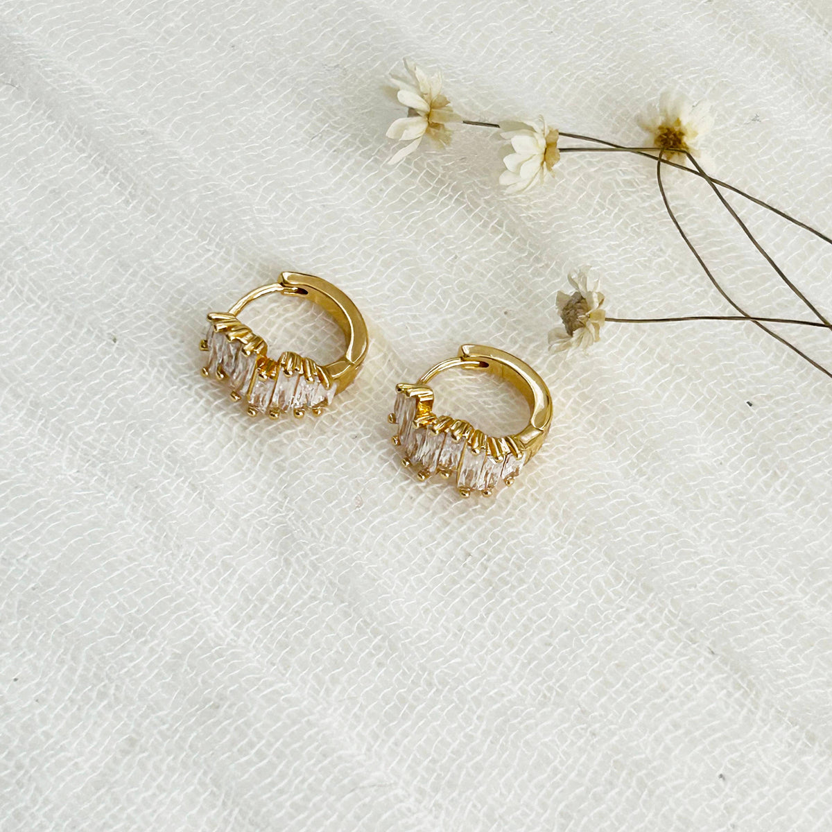 Dainty Gold Crystal Huggies