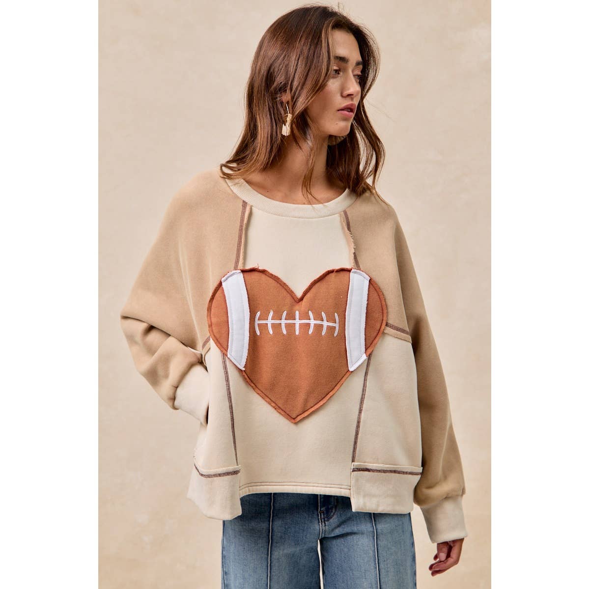 Heart Football Fleece Sweatshirt