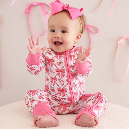 Bow Besties Bamboo Zip Romper