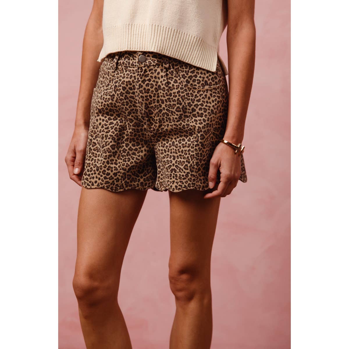 Scalloped Leopard Shorts