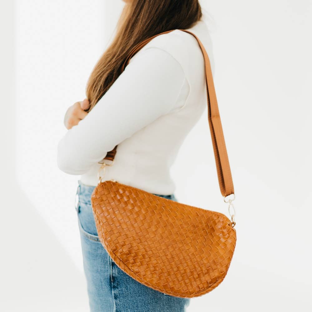 Romee Woven Saddle Bag: Brown