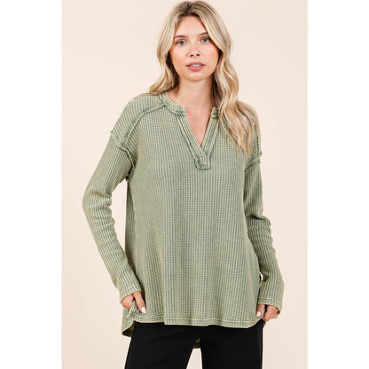 Oh So Cozy Waffle Knit V Neck