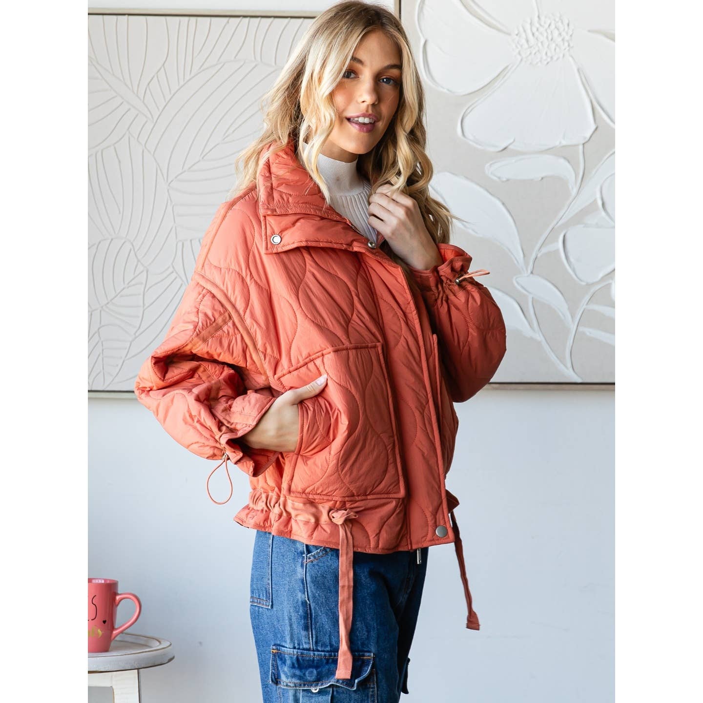 Wavy Quilt Jacket: Spice