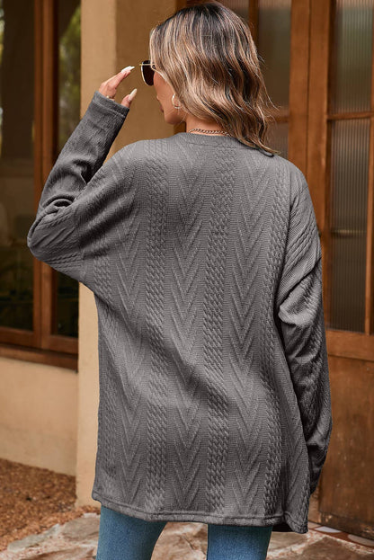 Textured Knit Cardigan | Medium Grey