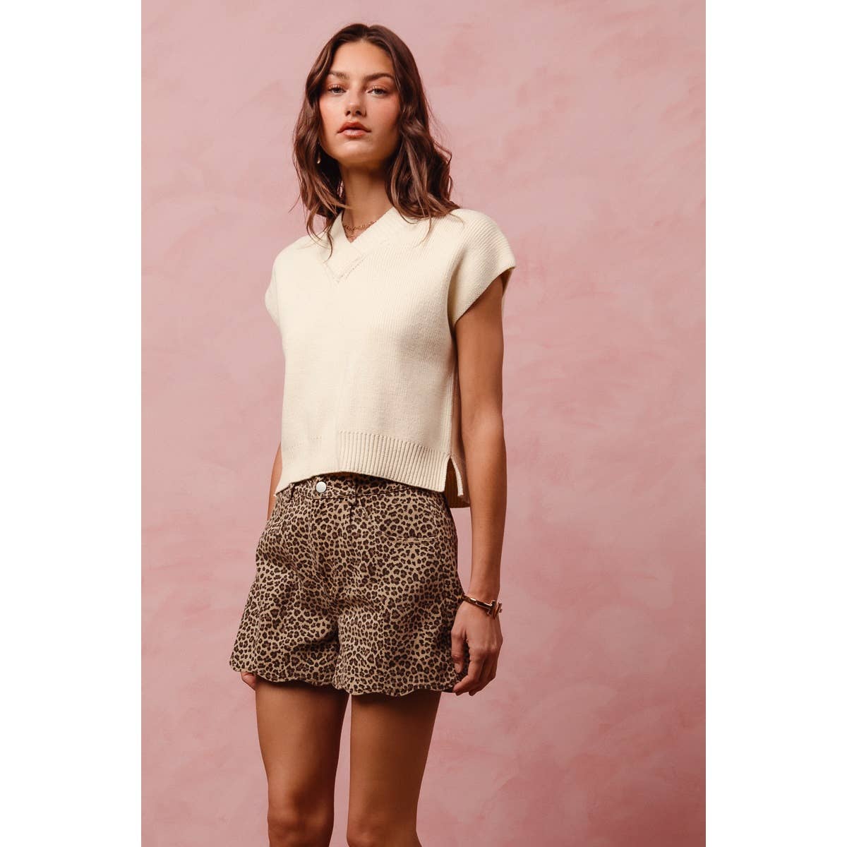 Scalloped Leopard Shorts